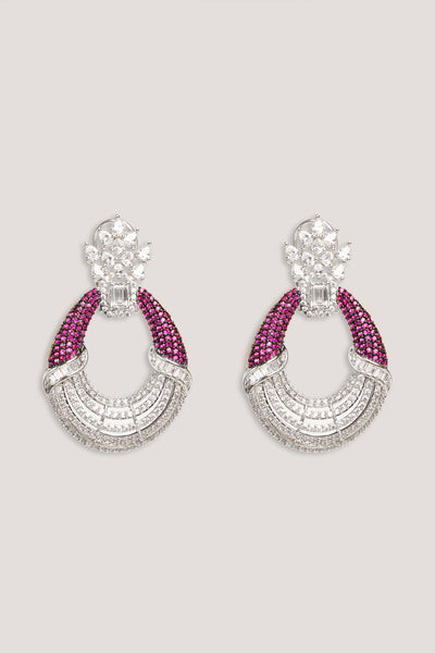 Zevar Classic And Elegant Pair Of Diamond Earrings Purple indian designer wear online shopping melange singapore