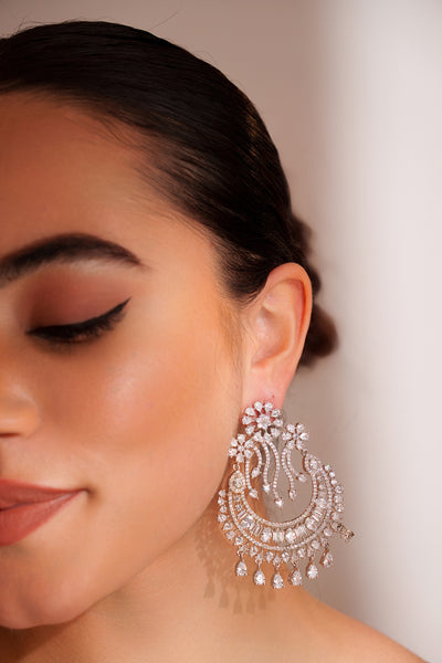 Zevar Classic And Elegant Pair Of Diamond Earrings White indian designer wear online shopping melange singapore