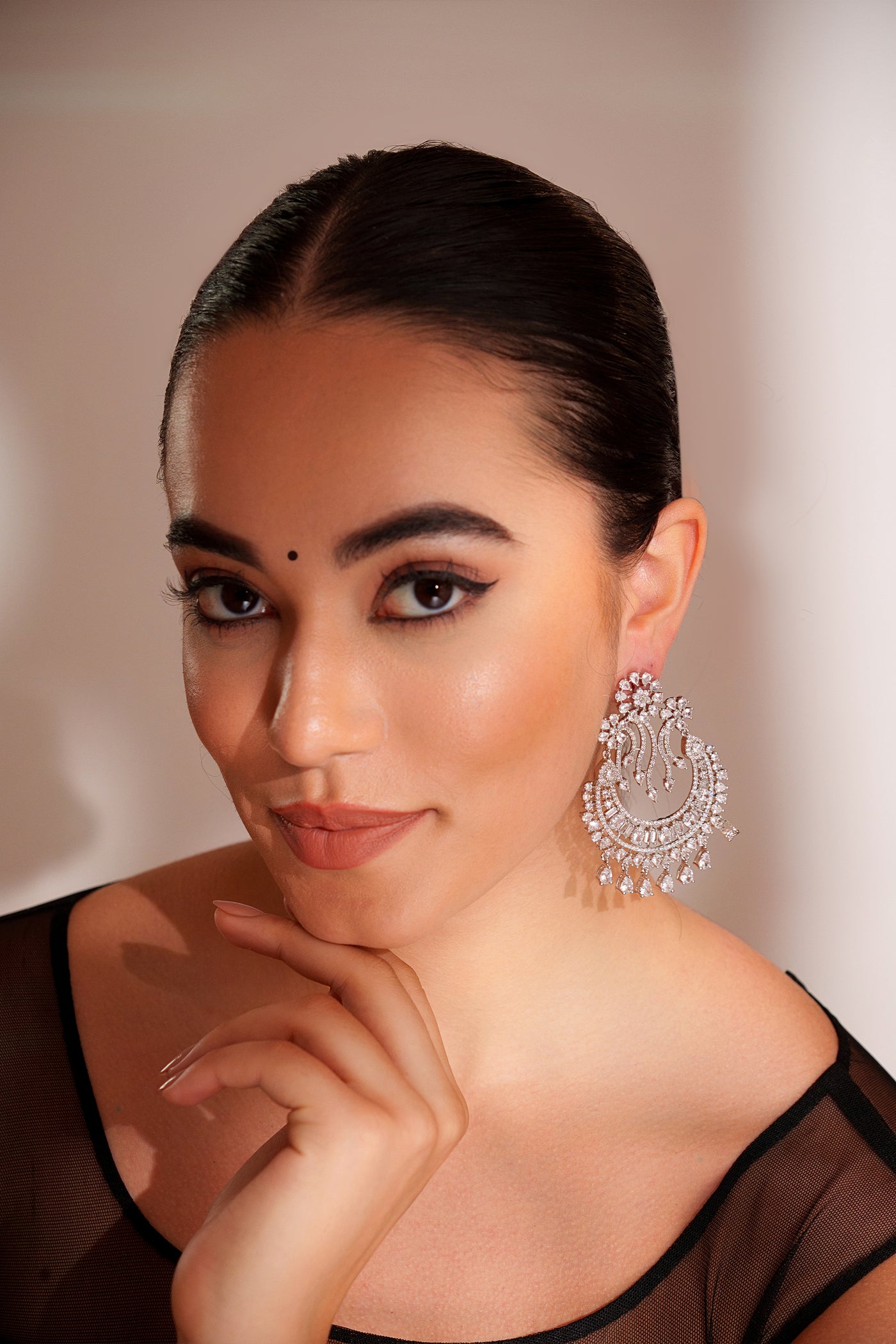 Zevar Classic And Elegant Pair Of Diamond Earrings White indian designer wear online shopping melange singapore