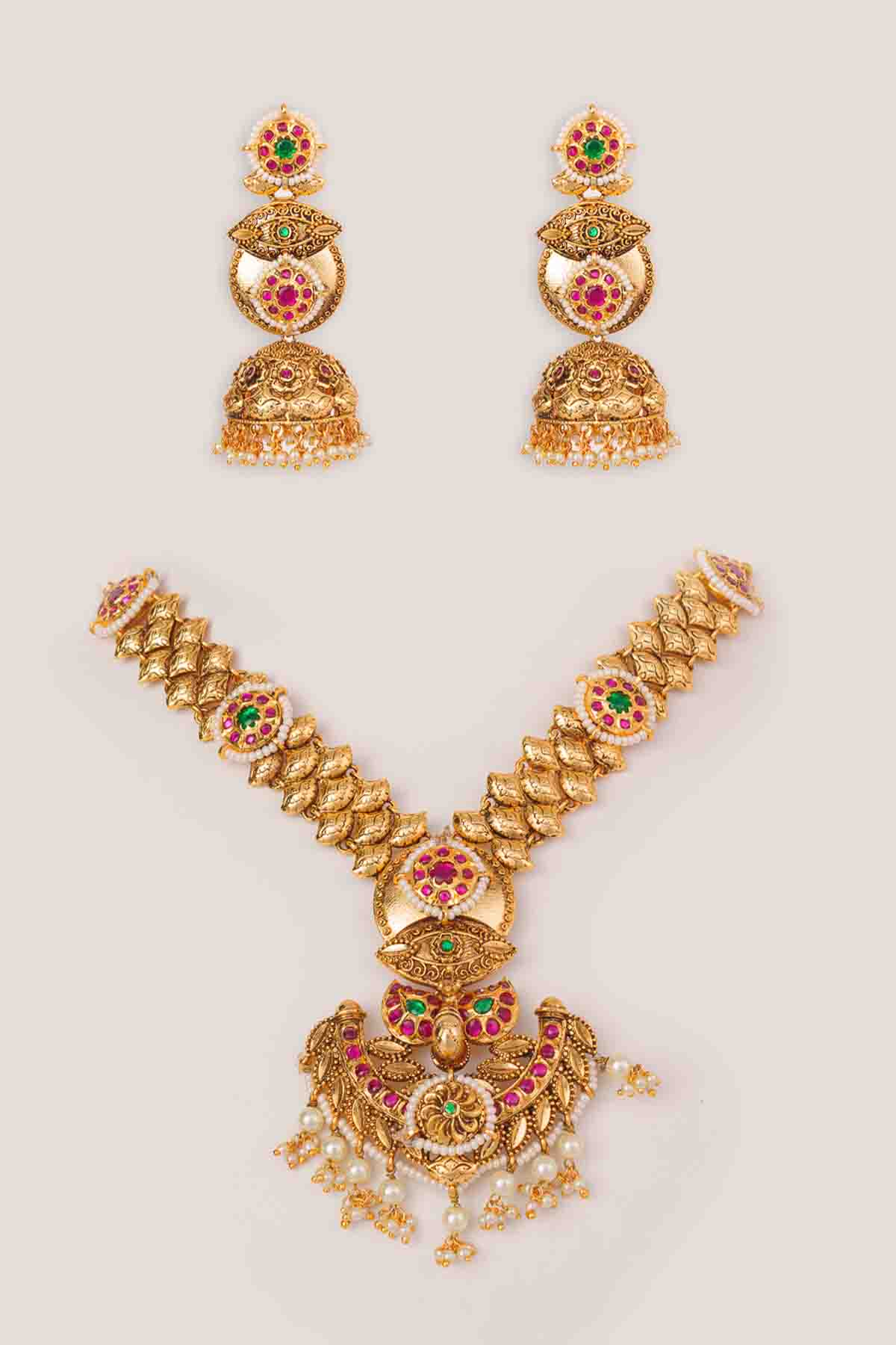 Zevar Classic Kundan Temple Necklace Set indian designer wear online shopping melange singapore