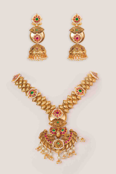 Zevar Classic Kundan Temple Necklace Set indian designer wear online shopping melange singapore