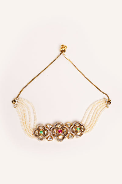 Zevar Classy And Stylish Kundan Bracelet With Navratan Stones indian designer wear online shopping melange singapore