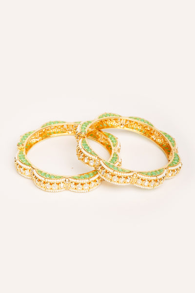 Zevar Classy And Stylish Kundan Pair Of Bangles Aqua indian designer wear online shopping melange singapore