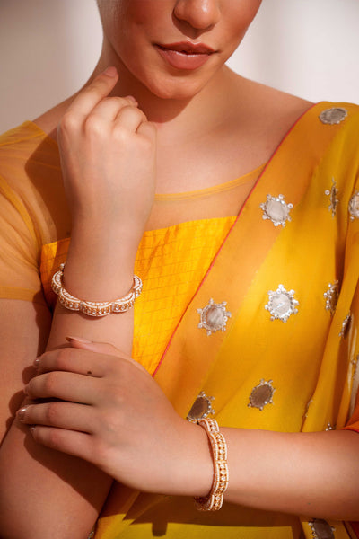 Zevar Classy And Stylish Kundan Pair Of Bangles White indian designer wear online shopping melange singapore