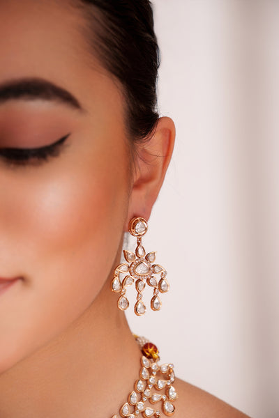 Zevar Classy Kundan Choker Set With Elegant Pair Of Earrings indian designer wear online shopping melange singapore