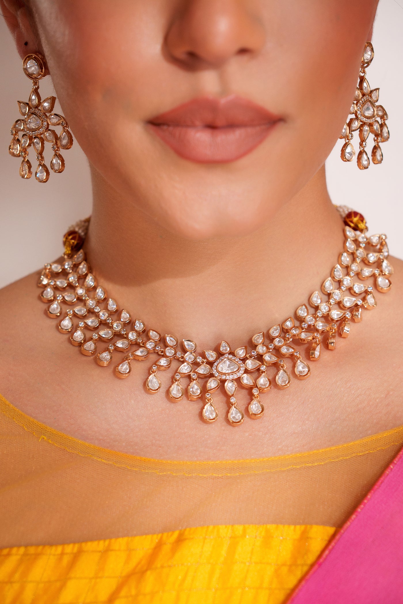 Zevar Classy Kundan Choker Set With Elegant Pair Of Earrings indian designer wear online shopping melange singapore