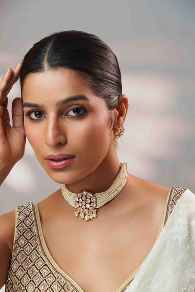 Zevar Classy Kundan Gold Choker Set indian designer wear online shopping melange singapore 