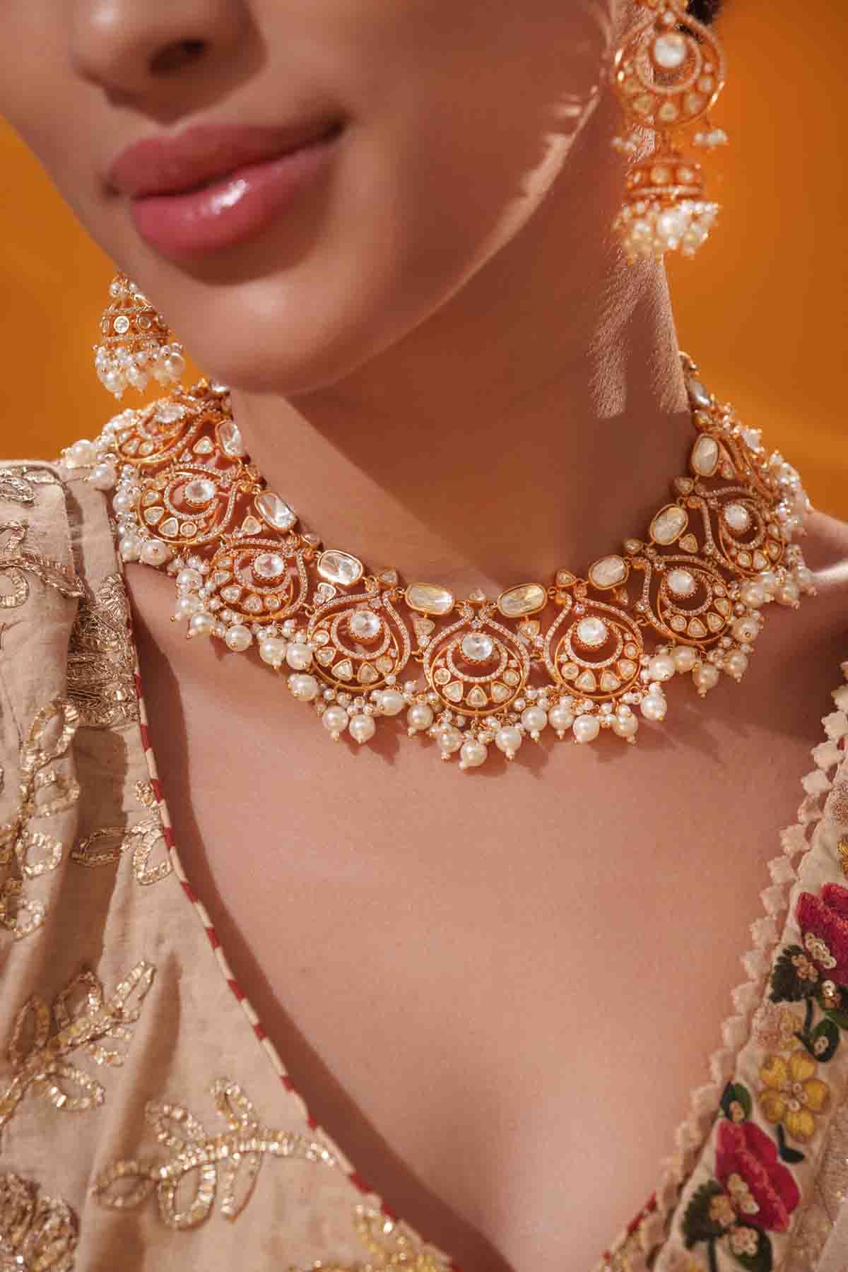 Zevar Classy Moissanite Necklace Set indian designer wear online shopping melange singapore 