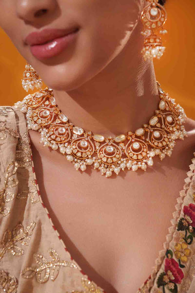 Zevar Classy Moissanite Necklace Set indian designer wear online shopping melange singapore 