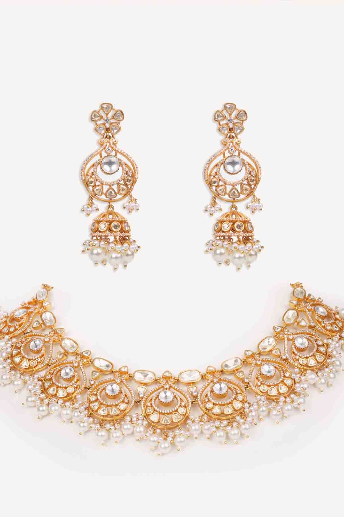 Zevar Classy Moissanite Necklace Set indian designer wear online shopping melange singapore 