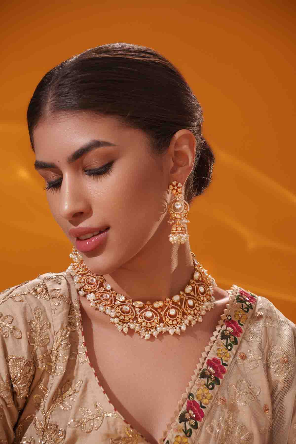 Zevar Classy Moissanite Necklace Set indian designer wear online shopping melange singapore 