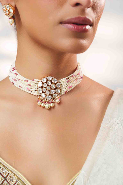 Zevar Classy Red Kundan Choker Set indian designer wear online shopping melange singapore