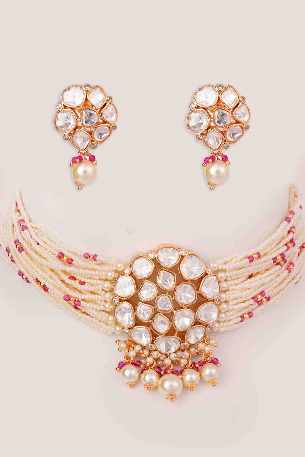 Zevar Classy Red Kundan Choker Set indian designer wear online shopping melange singapore
