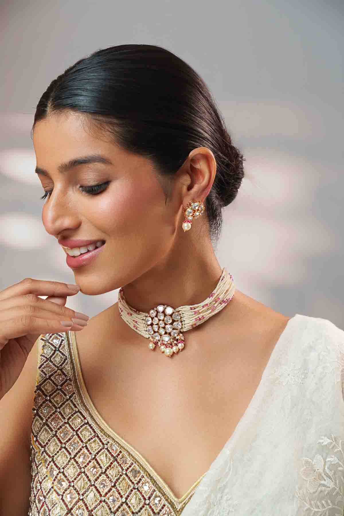 Zevar Classy Red Kundan Choker Set indian designer wear online shopping melange singapore