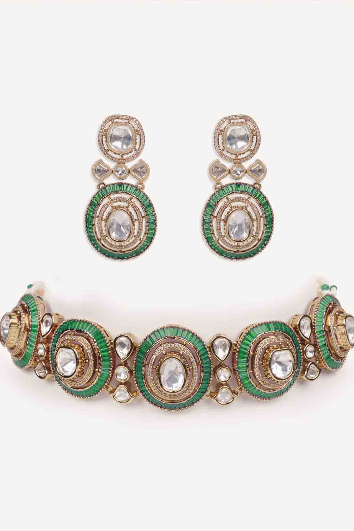 Zevar Classy Two Tone Moissanite Choker Set indian designer wear online shopping melange singapore 