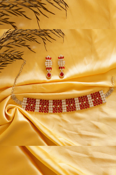 Zevar Dakshina Ruby Choker Set indian designer wear online shopping melange singapore