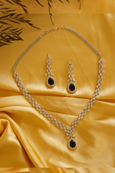 Zevar Dayita Sapphire Necklace Set indian designer wear online shopping melange singapore