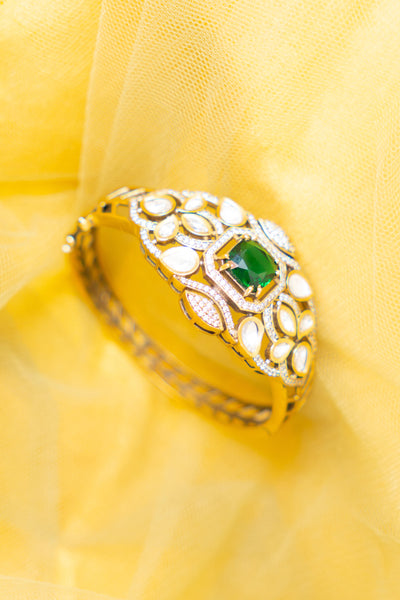 Zevar Diamond Cuff Green Indian designer wear online shopping melange singapore