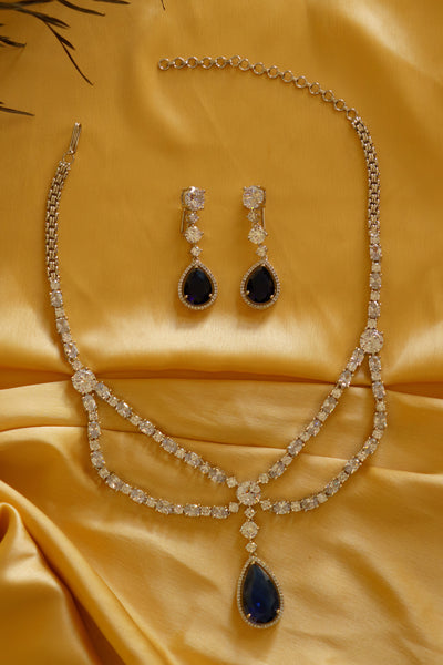 Zevar Dina Sapphire Necklace Set indian designer wear online shopping melange singapore