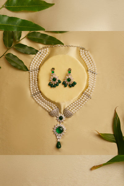 Zevar Disha Pearl Necklace Set indian designer wear online shopping melange singapore