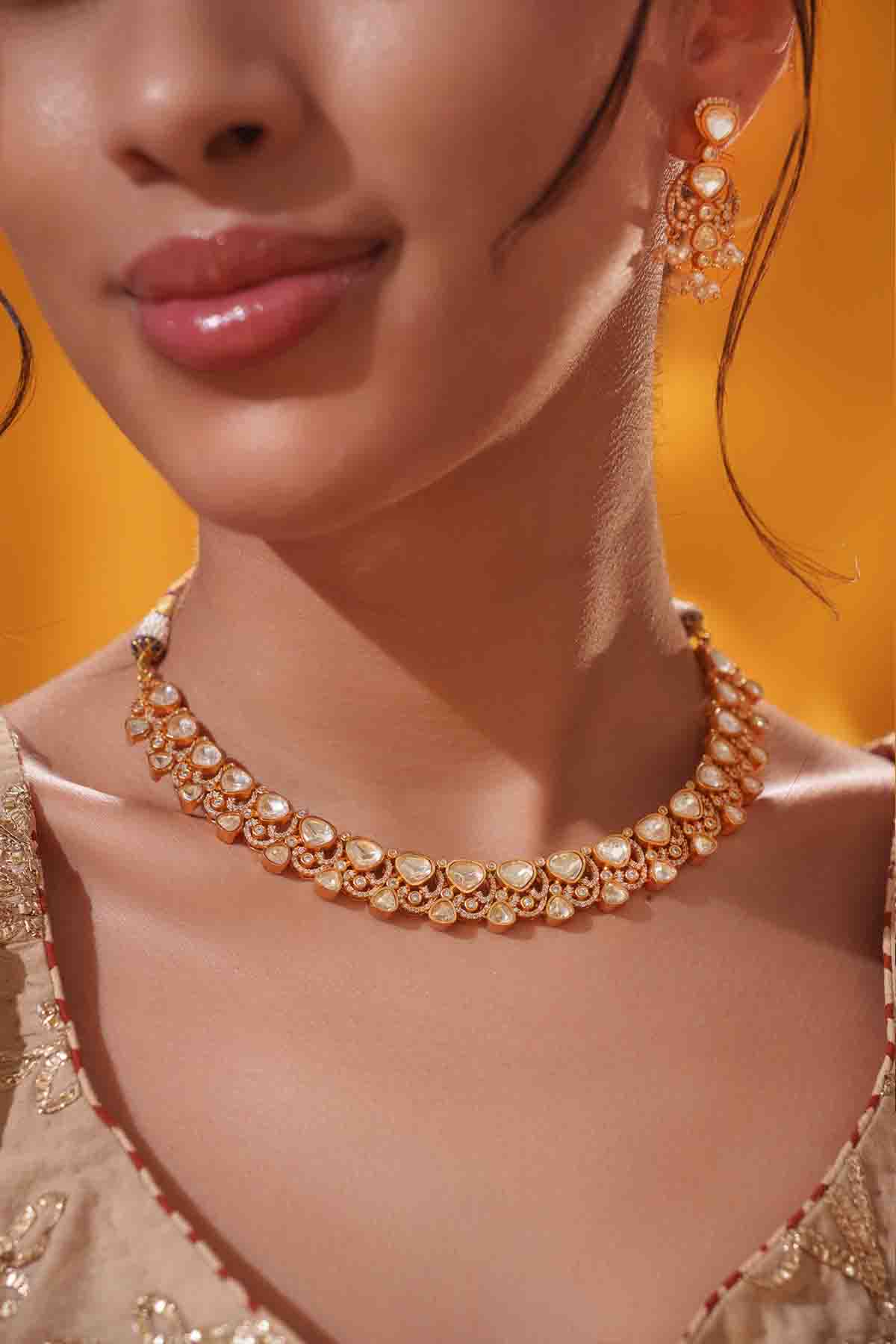 Zevar Dramatic And Stylish Moissanite Set With Matching Earrings indian designer wear online shopping melange singapore