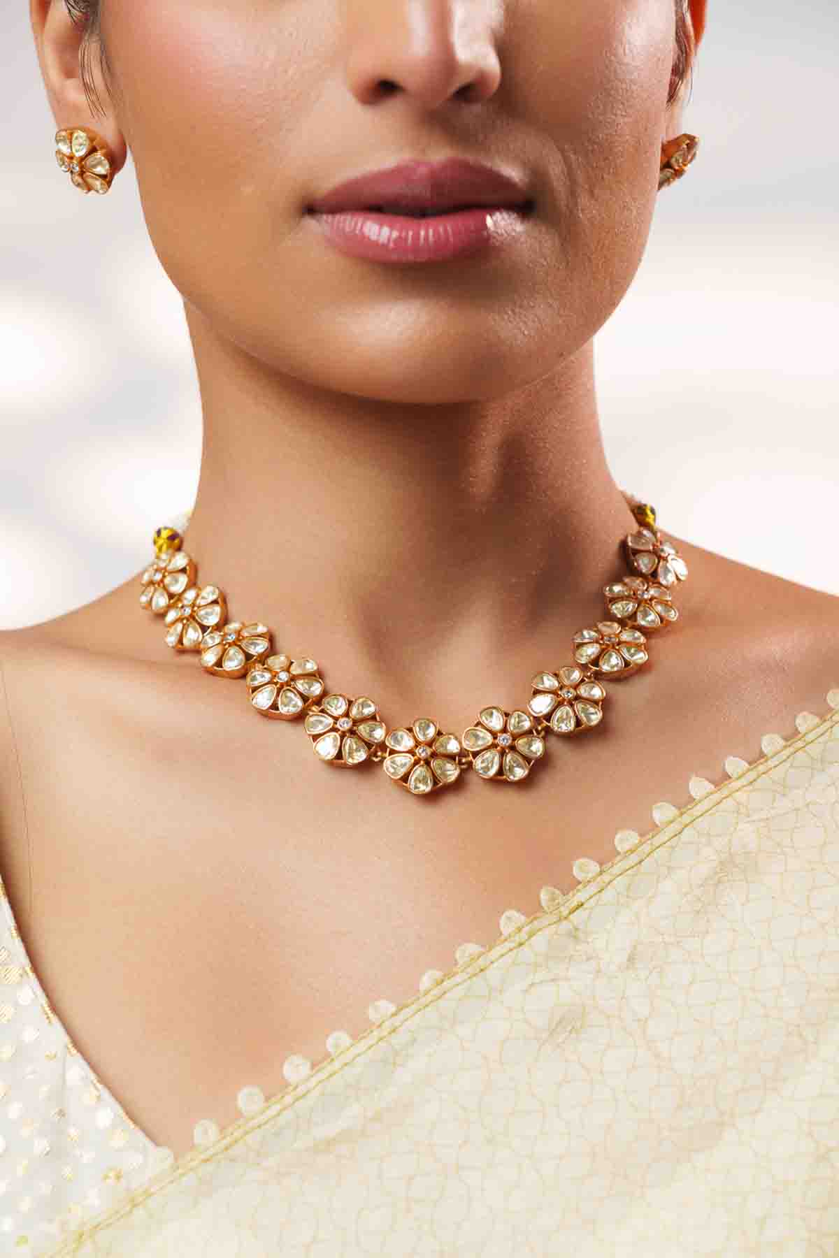 Zevar Dramatic And Stylish Moissanite Set With Matching Earrings indian designer wear online shopping melange singapore 