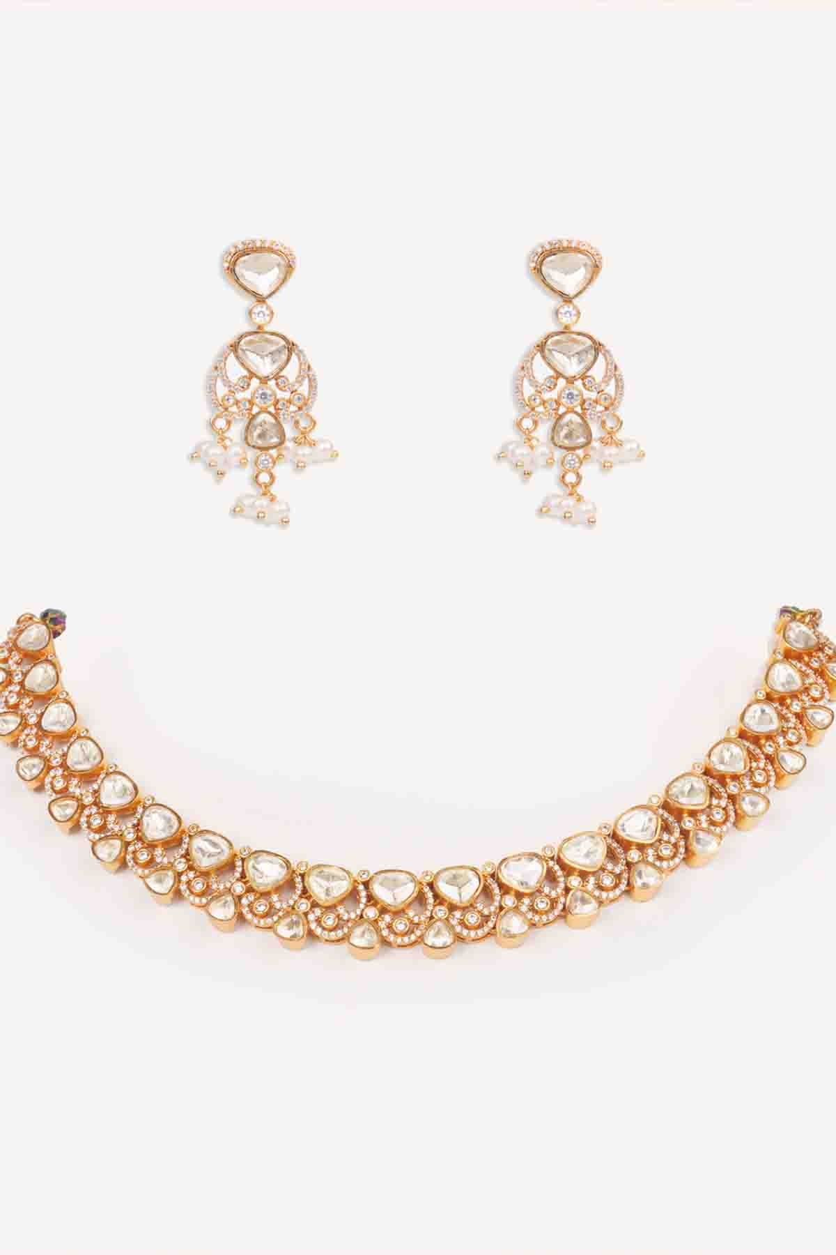 Zevar Dramatic And Stylish Moissanite Set With Matching Earrings indian designer wear online shopping melange singapore