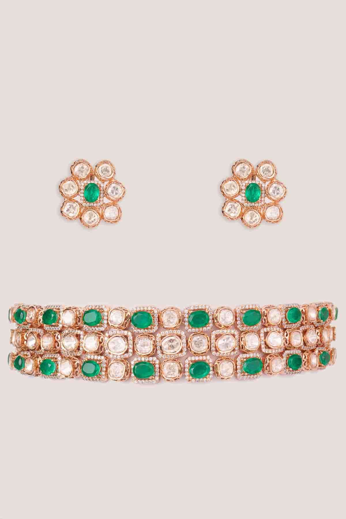 Zevar Dramatic Kundan Choker Set indian designer wear online shopping melange singapore 