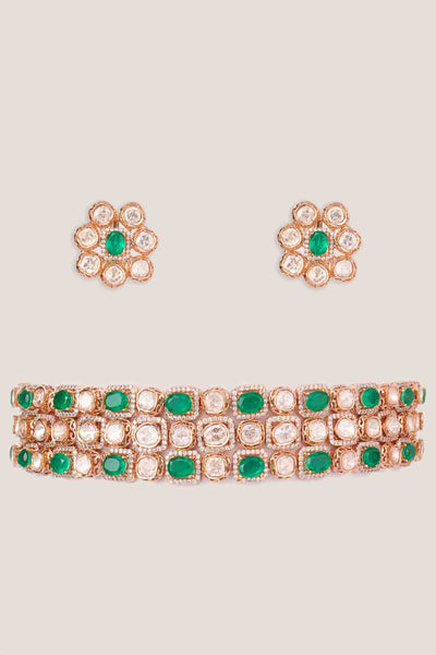 Zevar Dramatic Kundan Choker Set indian designer wear online shopping melange singapore 