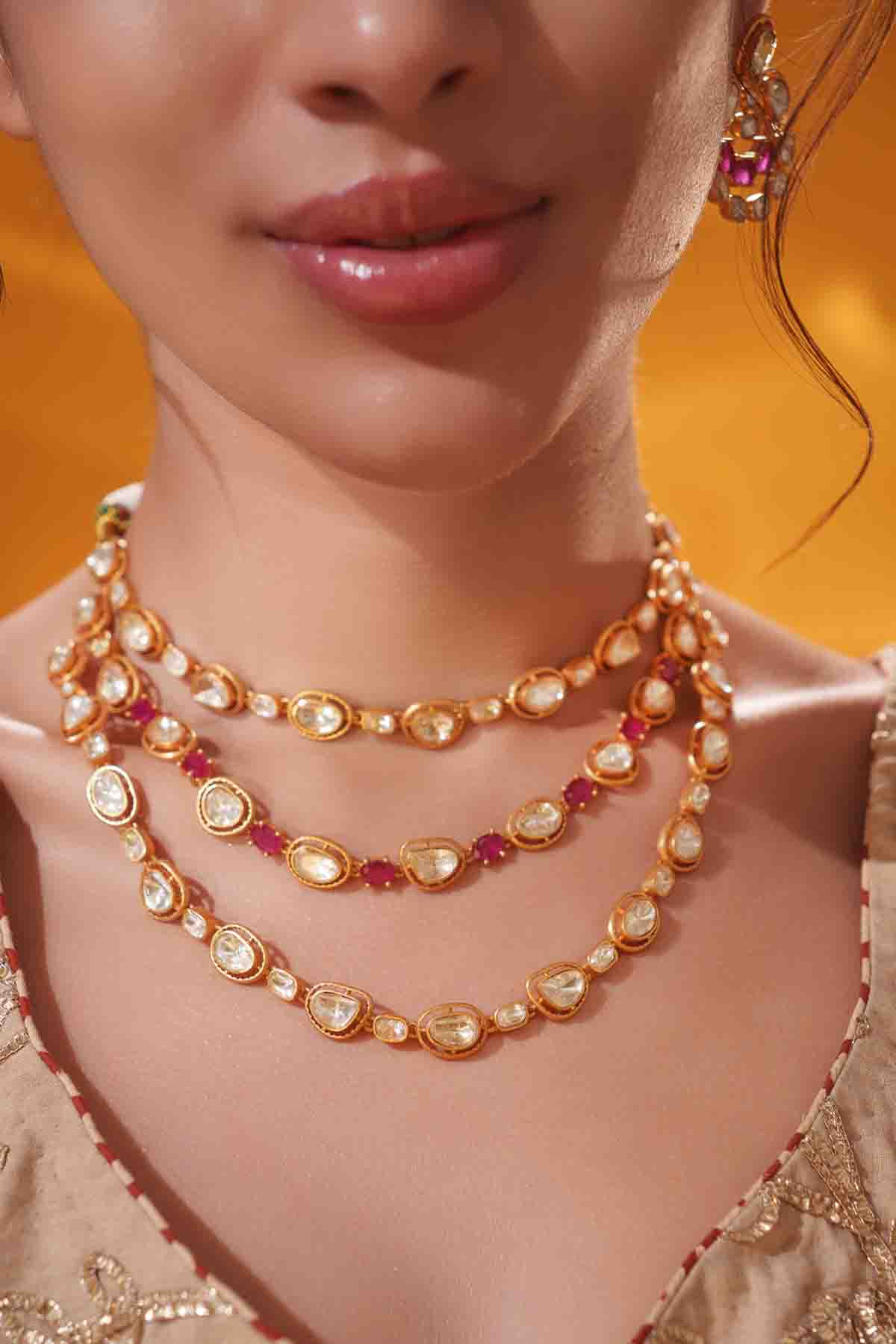 Zevar Dramatic Moissanite Long Necklace Earring Set indian designer wear online shopping melange singapore 