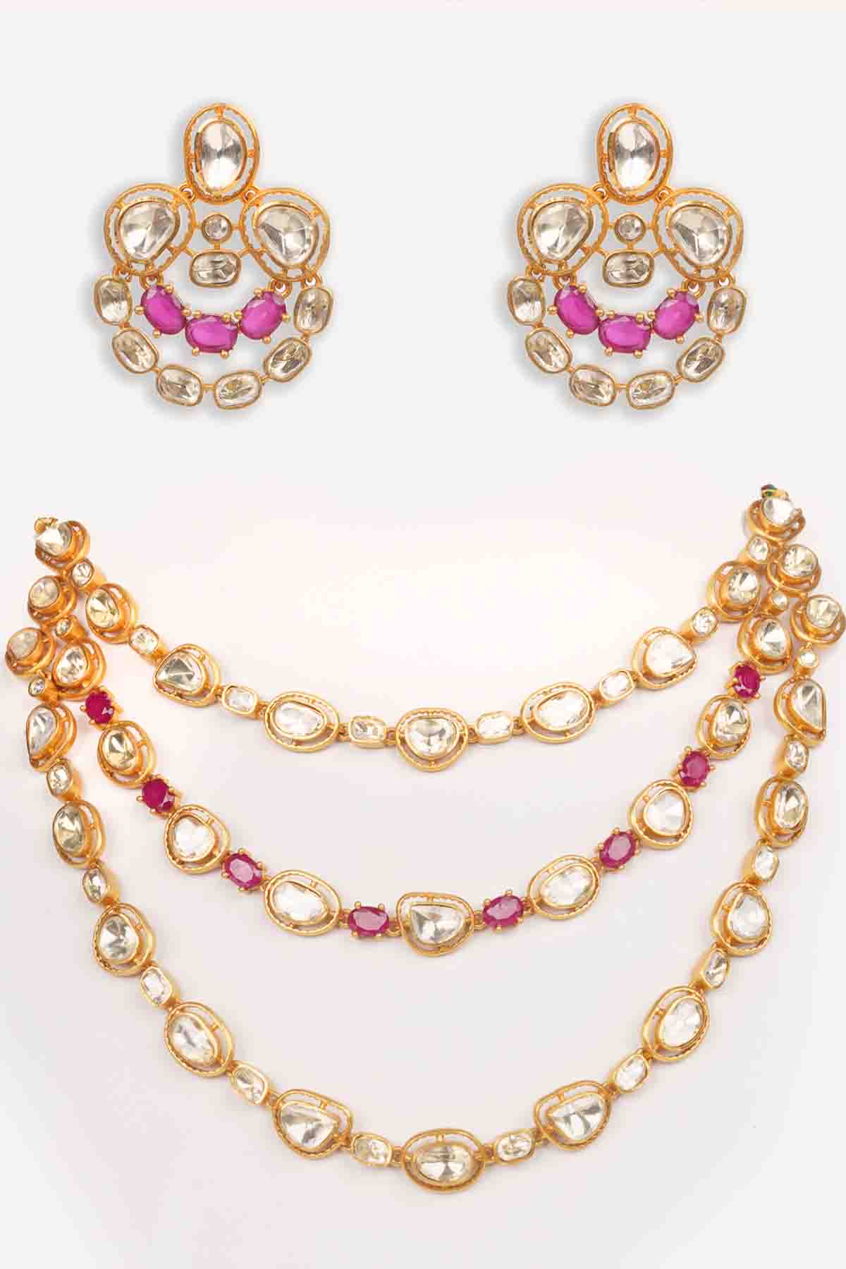 Zevar Dramatic Moissanite Long Necklace Earring Set indian designer wear online shopping melange singapore 