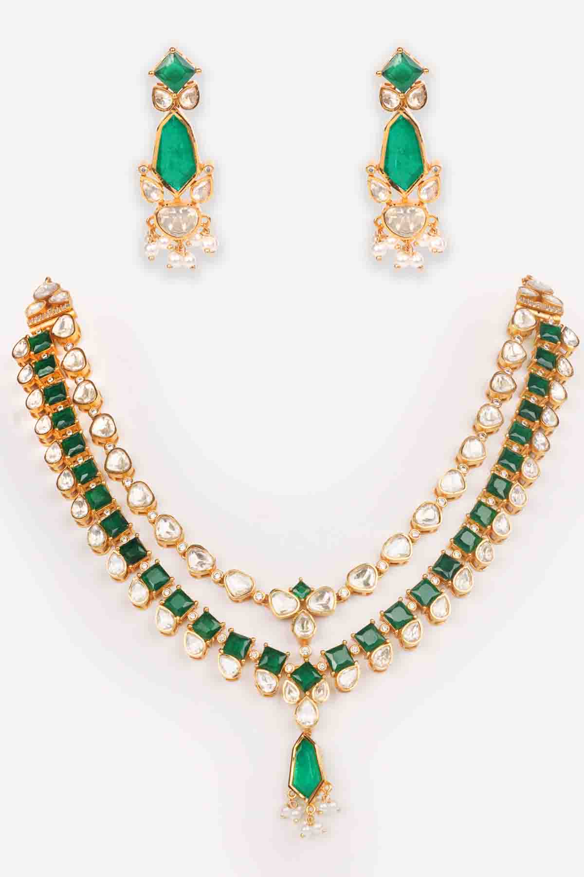 Zevar Dramatic Moissanite Long Necklace Set indian designer wear online shopping melange singapore 