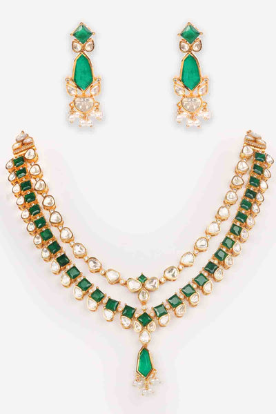 Zevar Dramatic Moissanite Long Necklace Set indian designer wear online shopping melange singapore 