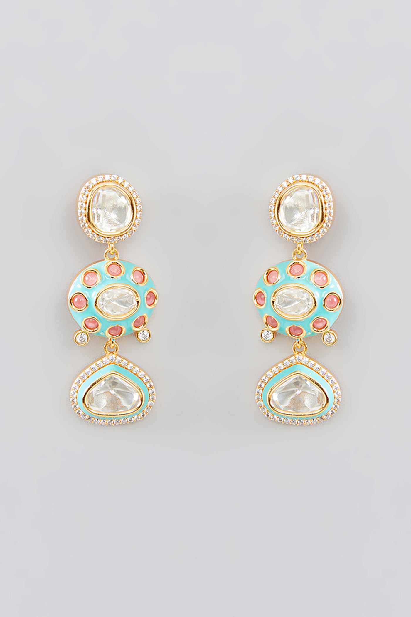 Zevar Dramatic Set With Pearl Strings And Kundan Stones And Matching Earrings indian designer wear online shopping melange singapore