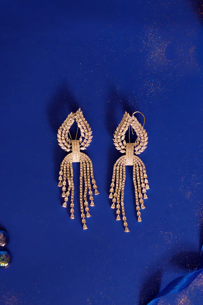 Zevar Elara Long Diamond Earrings indian designer wear online shopping melange singapore
