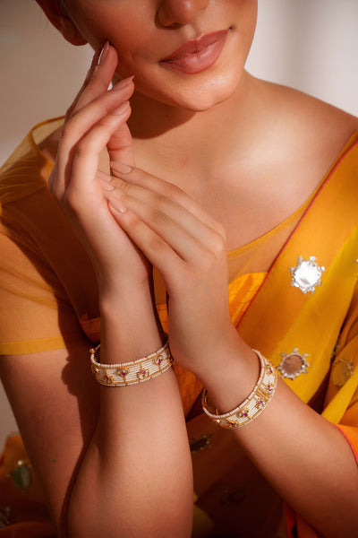 Zevar Elegant And Classic Pair Of Kundan Kadas indian designer wear online shopping melange singapore