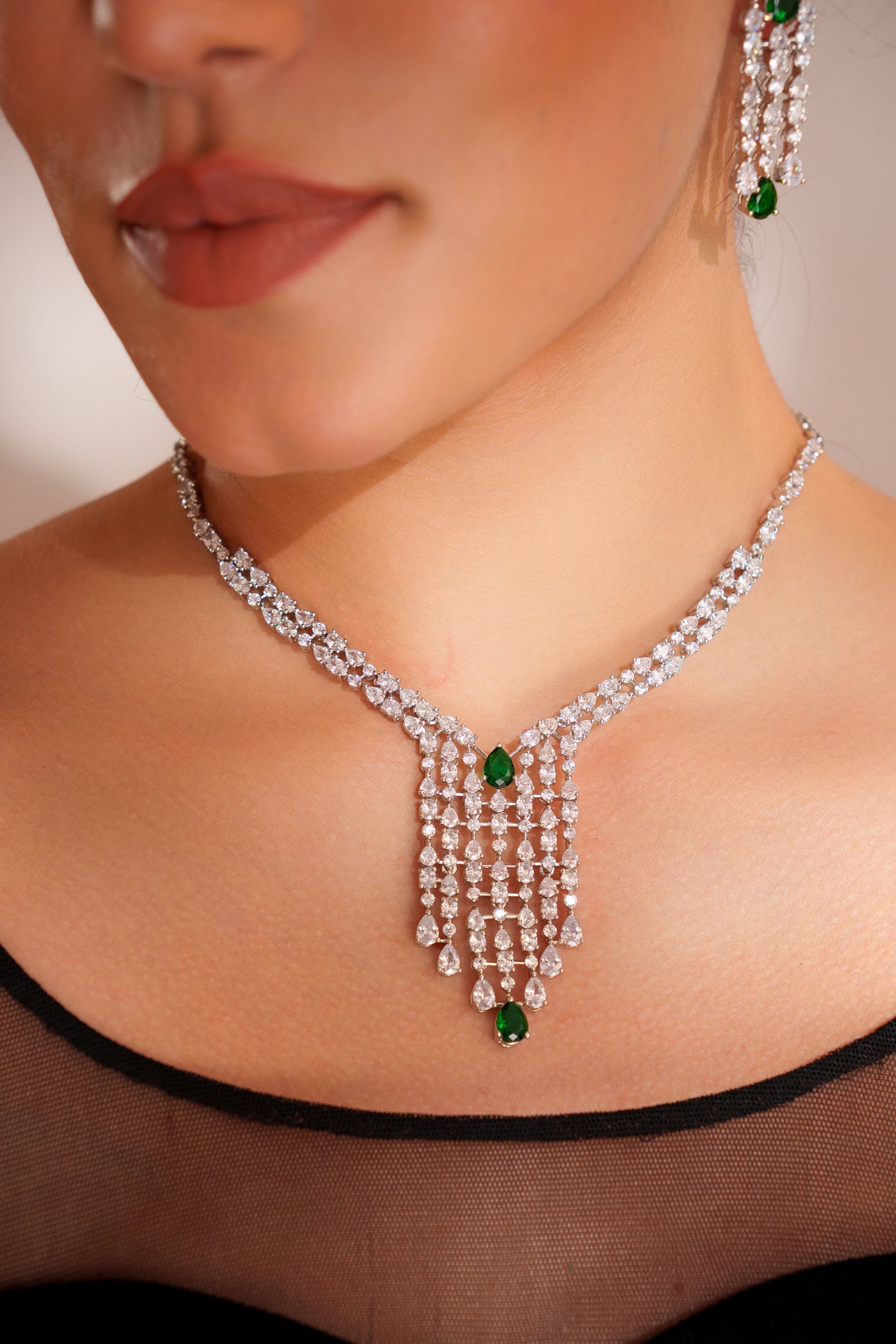 Zevar Elegant And Sleek Diamond Pendant Set indian designer wear online shopping melange singapore