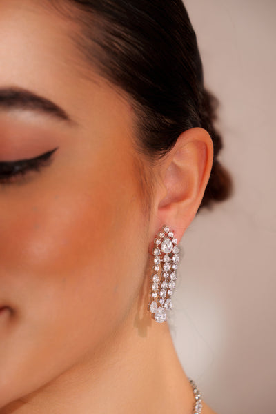 Zevar Elegant And Sleek Diamond Pendant Set With Earrings indian designer wear online shopping melange singapore