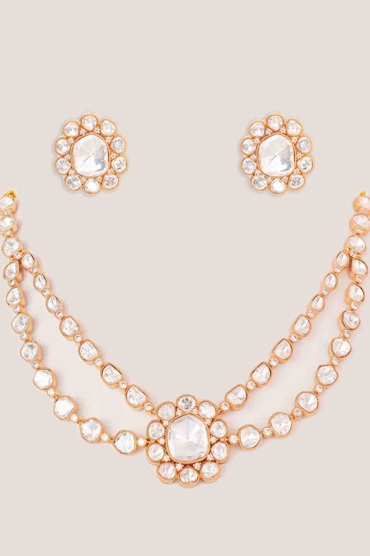 Zevar Elegant And Stylish Gold Necklace Set indian designer wear online shopping melange singapore 