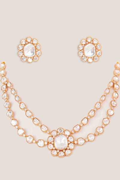 Zevar Elegant And Stylish Gold Necklace Set indian designer wear online shopping melange singapore 