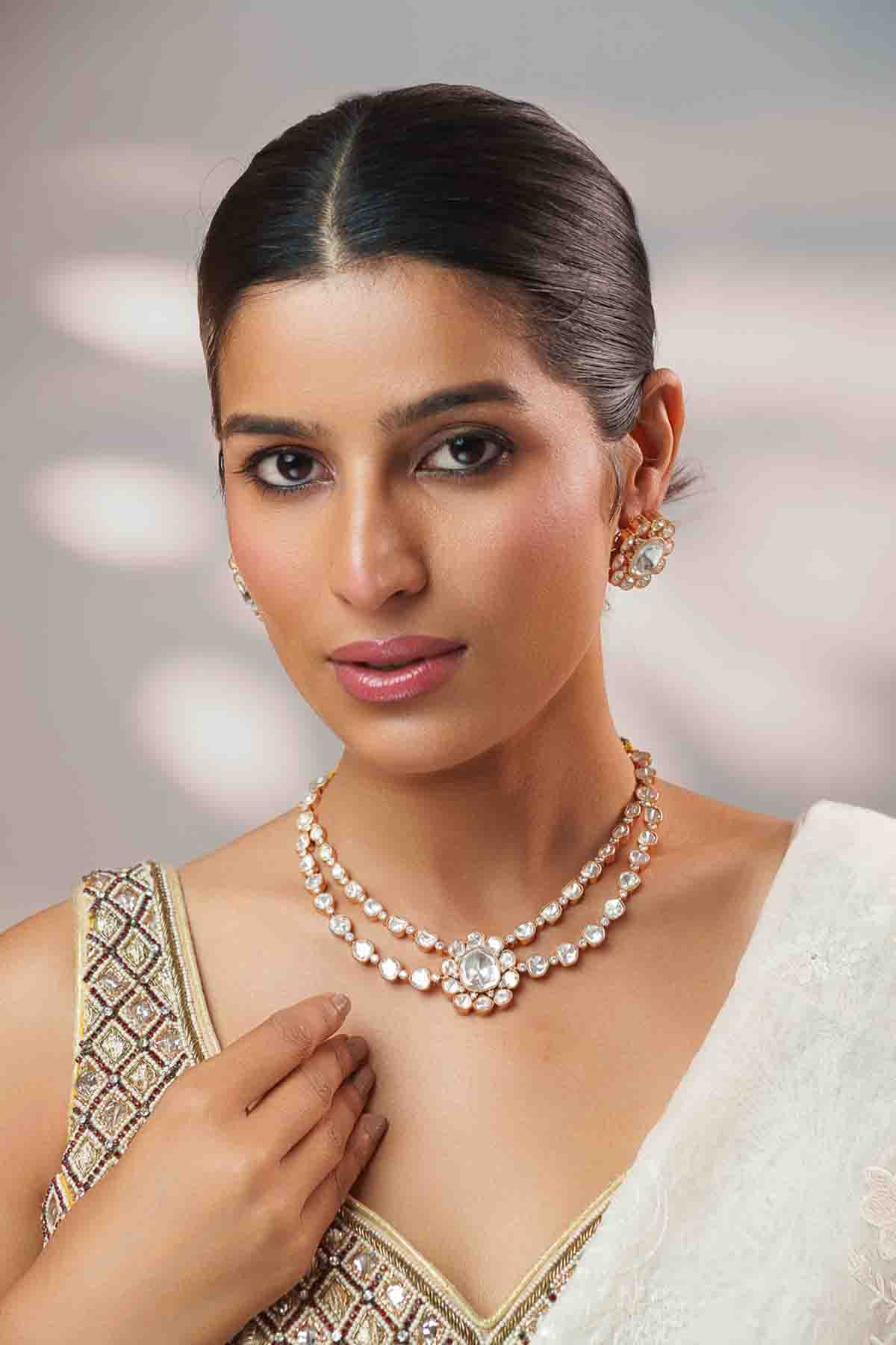 Zevar Elegant And Stylish Gold Necklace Set indian designer wear online shopping melange singapore 