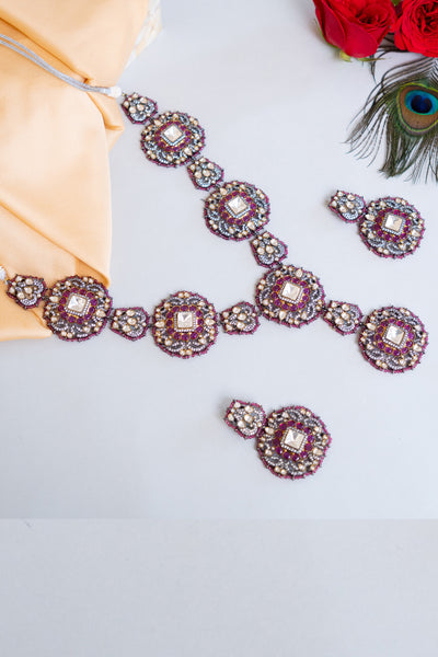 Zevar Elegant Black Rhodium Finish Necklace Indian designer wear online shopping melange singapore