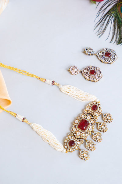 Zevar Elegant Choker Red jewellery Indian designer wear online shopping melange singapore