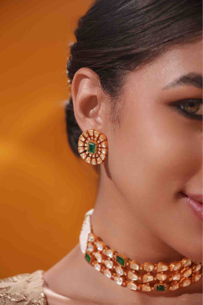 Zevar Elegant Choker With Matching Earrings indian designer wear online shopping melange singapore