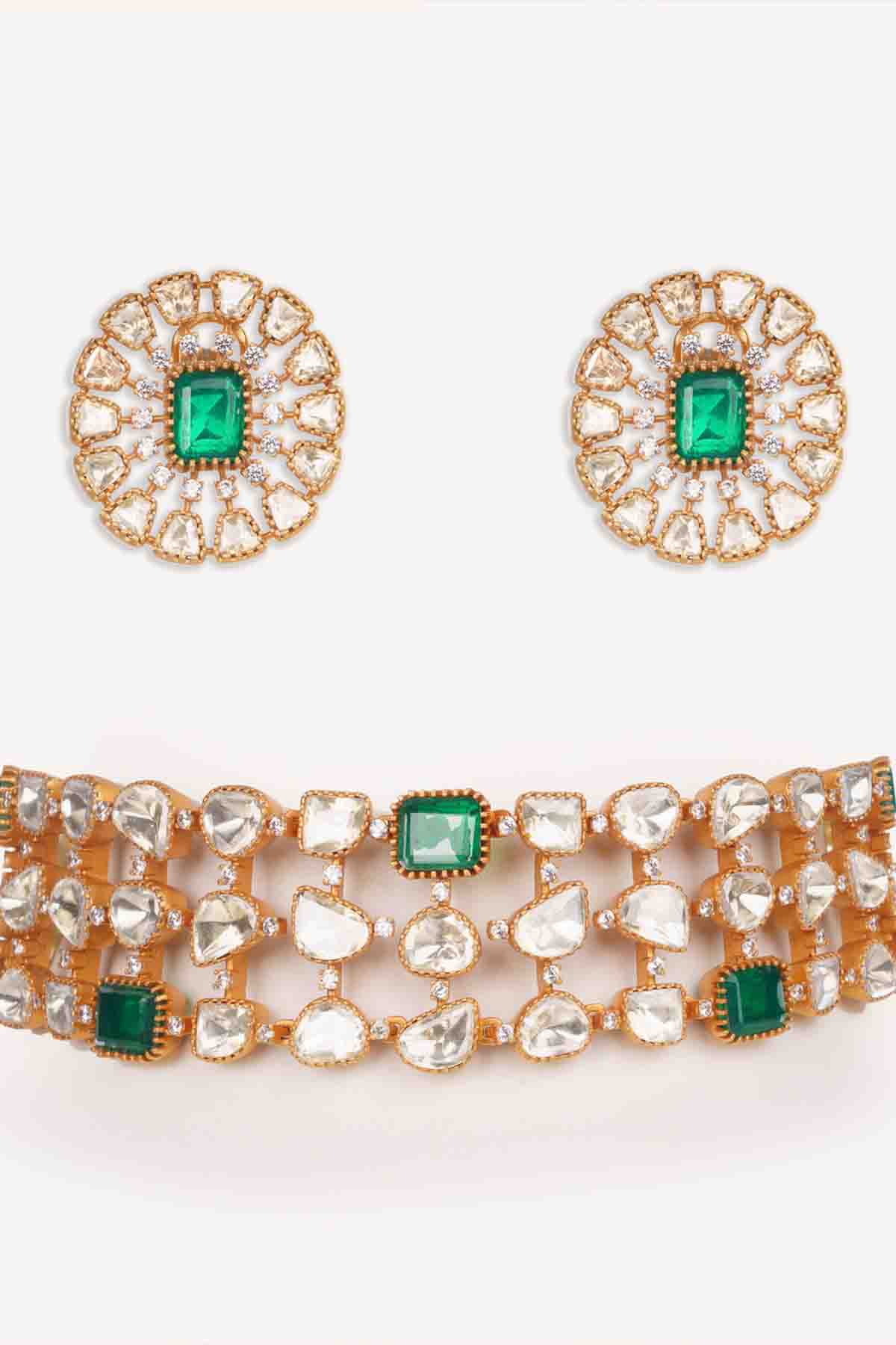 Zevar Elegant Choker With Matching Earrings indian designer wear online shopping melange singapore