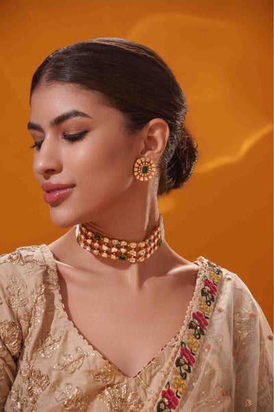 Zevar Elegant Choker With Matching Earrings indian designer wear online shopping melange singapore