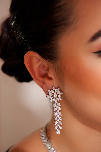 Zevar Elegant Diamond Pendant Necklace With Matching Earrings indian designer wear online shopping melange singapore