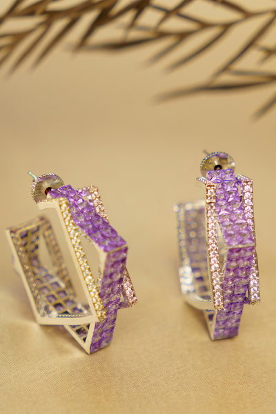 Zevar Elena Amethyst Diamond Studs indian designer wear online shopping melange singapore