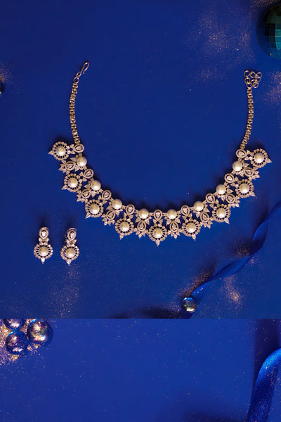 Zevar Emily Diamond Necklace Set indian designer wear online shopping melange singapore