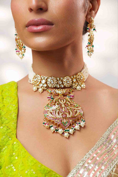 Zevar Fusion Of Kundan And Jadau Choker Set indian designer wear online shopping melange singapore 